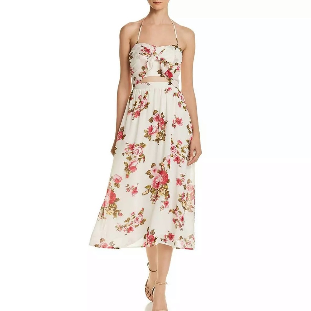 WAYF Daria Floral Midi Halter Dress